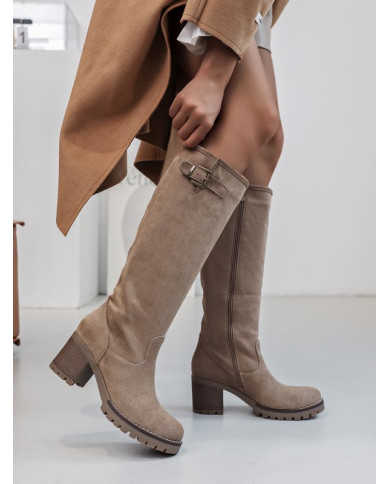 Bottes beige taupe avec boucle