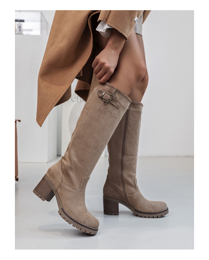 Bottes beige taupe avec boucle