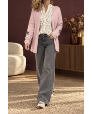 Gilet mi long étoilé rose
