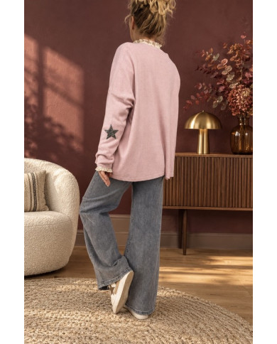 Gilet mi long étoilé rose
