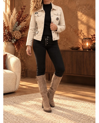 Veste beige & léopard Clarisse