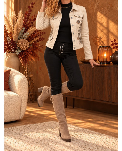 Veste beige & léopard Clarisse