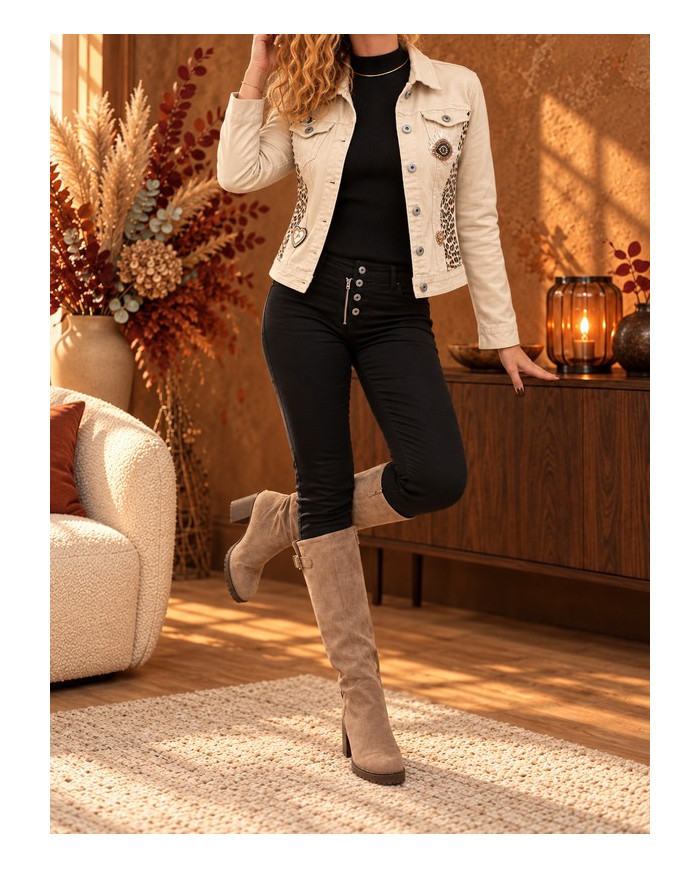 Veste beige & léopard Clarisse