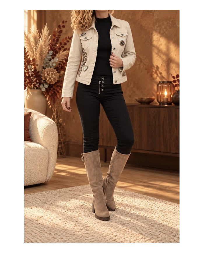 Veste beige & léopard Clarisse
