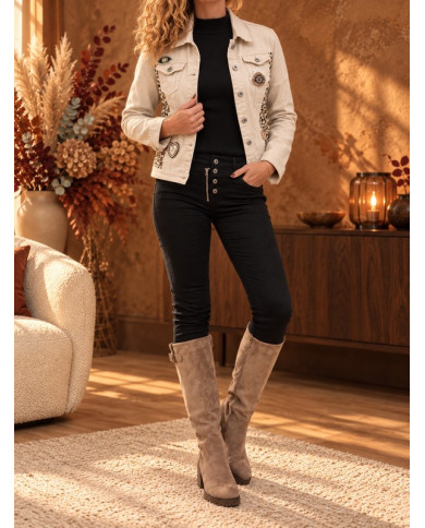 Veste beige & léopard Clarisse