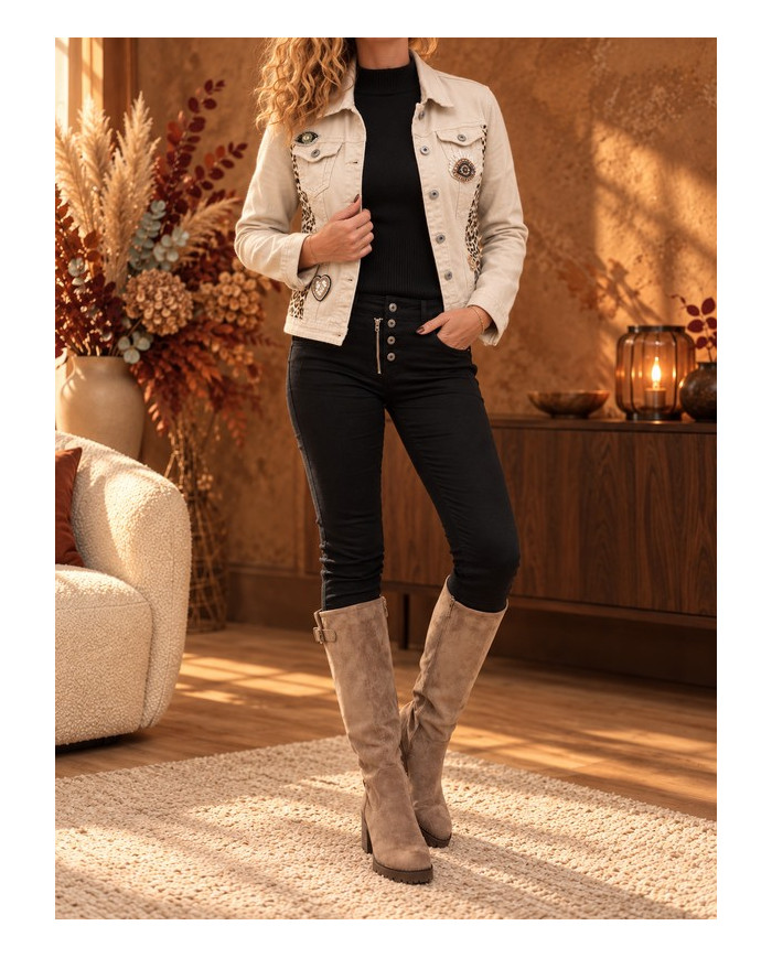 Veste beige & léopard Clarisse