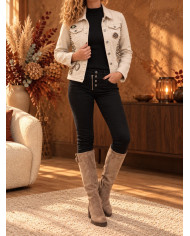 Veste beige & léopard Clarisse