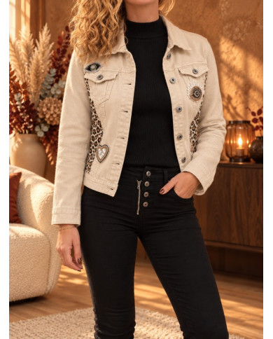 Veste beige & léopard Clarisse