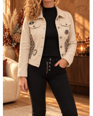Veste beige & léopard Clarisse