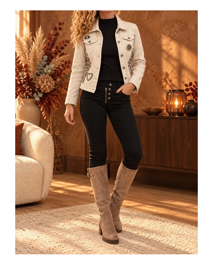 Veste beige & léopard Clarisse