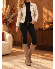 Veste bombers en simili cuir noir Nelly