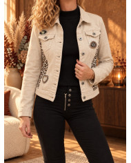 Veste beige & léopard Clarisse