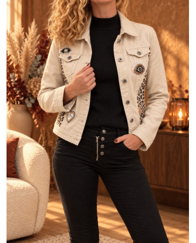Veste beige & léopard Clarisse