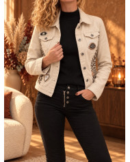 Veste beige & léopard Clarisse