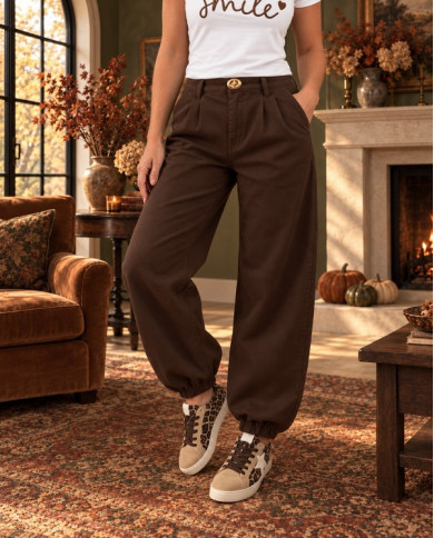 Pantalon Aladdin marron chocolat