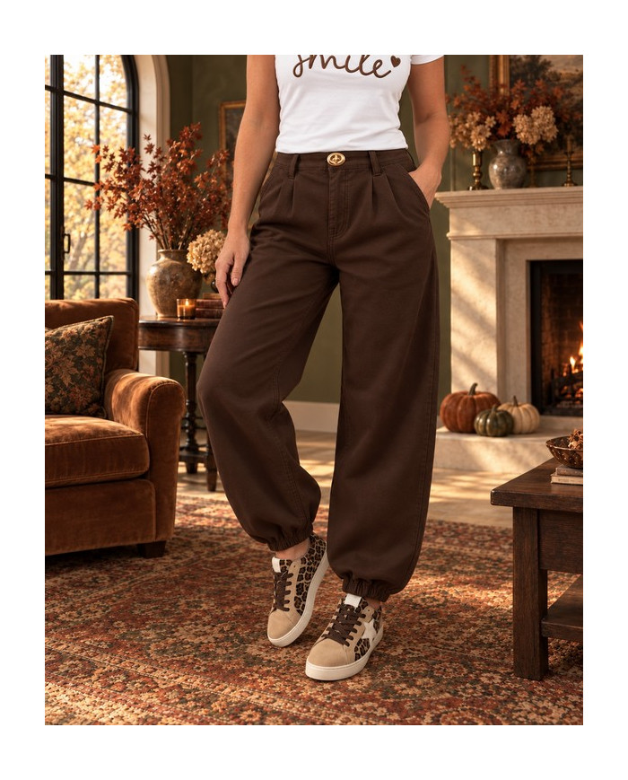 Pantalon Aladdin marron chocolat