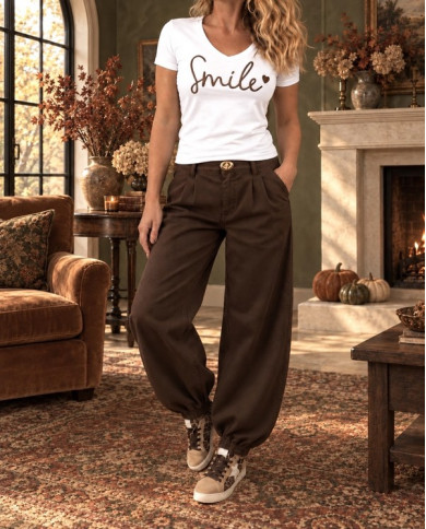 Pantalon Aladdin marron chocolat