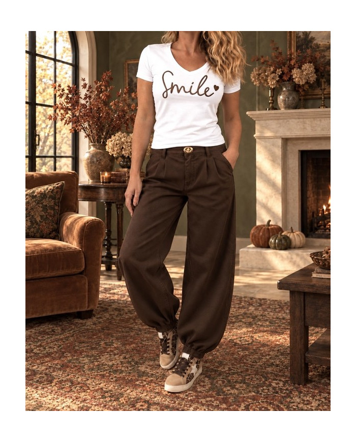 Pantalon Aladdin marron chocolat
