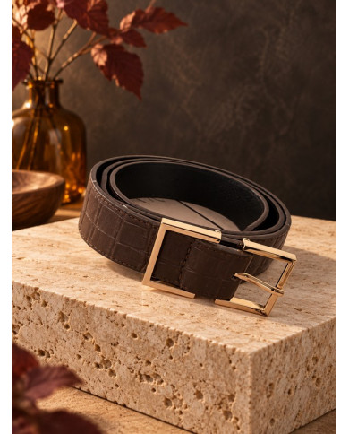 Ceinture marron & boucle dorée