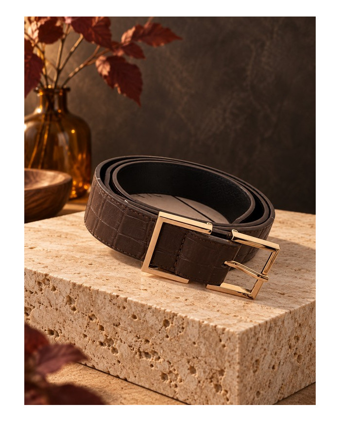Ceinture marron & boucle dorée