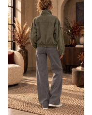 Veste perfecto en jean mi saison kaki Pierrot
