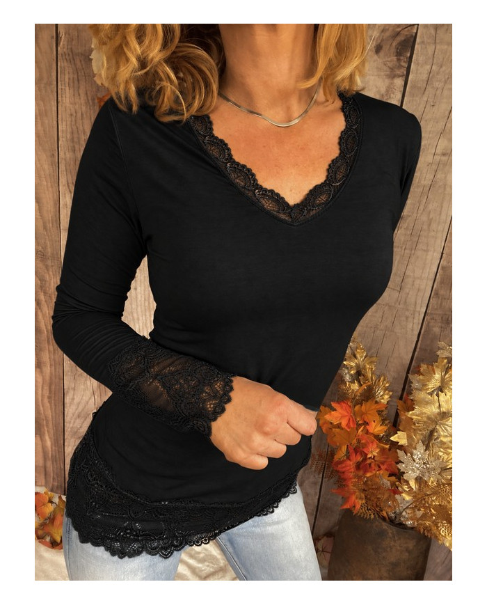 Top léger dentelle noir
