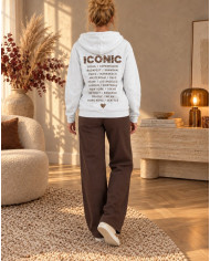 Sweat à capuche gris "Iconic" & léopard