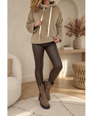 Sweat doudou à capuche taupe