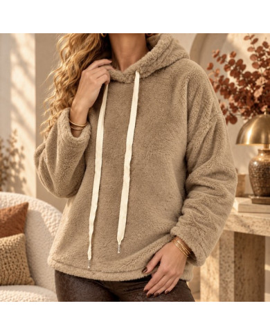 Sweat doudou à capuche taupe