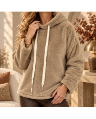 Sweat doudou à capuche taupe