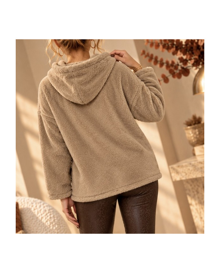 Sweat doudou à capuche taupe