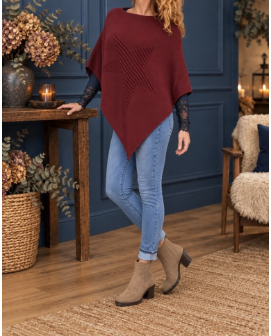 Poncho étoile bordeaux