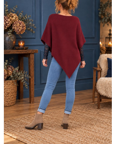 Poncho étoile bordeaux