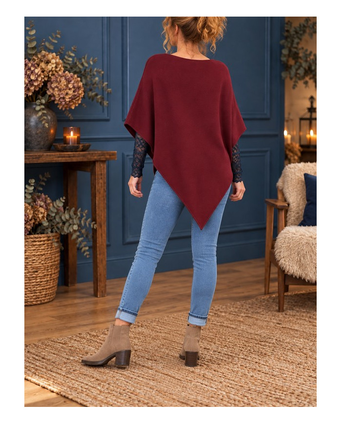 Poncho étoile bordeaux