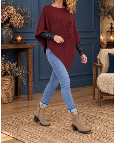 Poncho étoile bordeaux