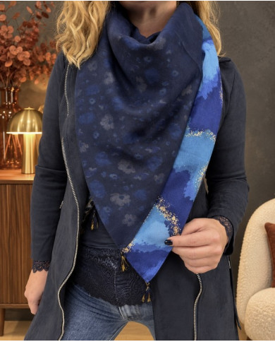 Écharpe patchwork bleue Aurore