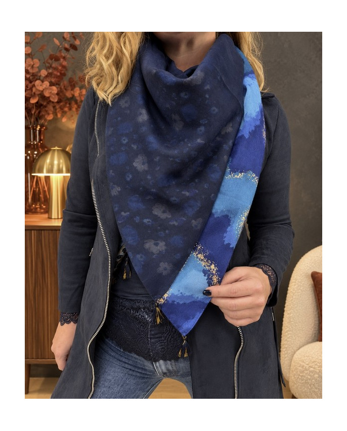 Écharpe patchwork bleue Aurore