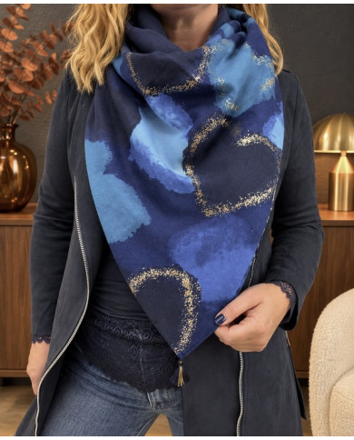 Écharpe patchwork bleue Aurore