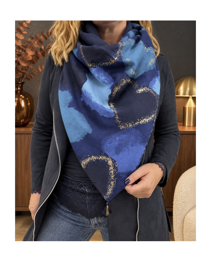 Écharpe patchwork bleue Aurore