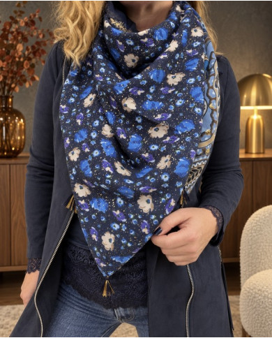 Écharpe patchwork bleue Aurore