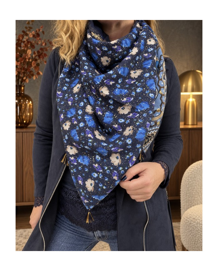 Écharpe patchwork bleue Aurore