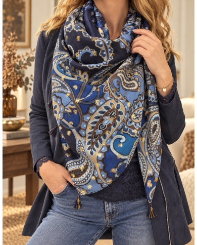 Écharpe patchwork bleue Aurore