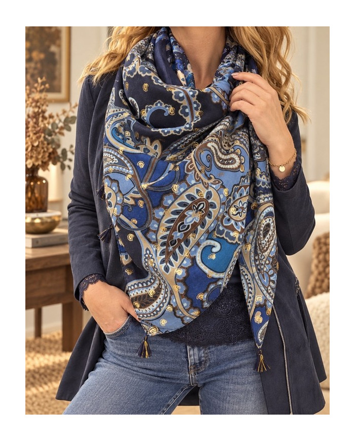 Écharpe patchwork bleue Aurore