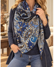 Écharpe patchwork bleue Aurore