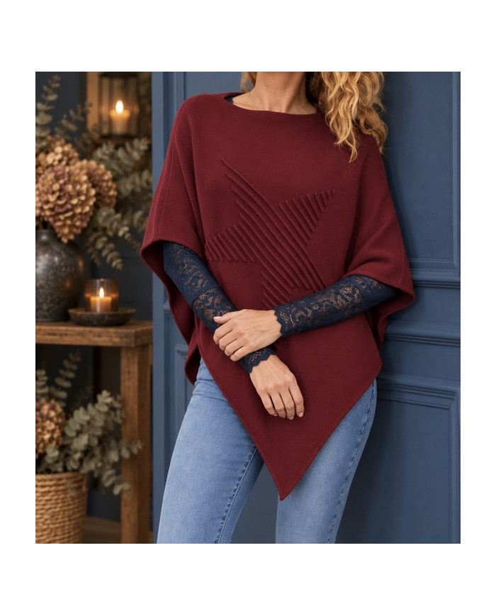 Poncho étoile bordeaux