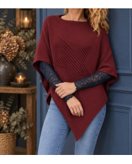 Poncho étoile bordeaux