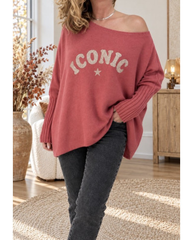 Pull oversize pepe rosa & doré "Iconic"
