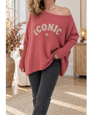 Pull oversize pepe rosa & doré "Iconic"