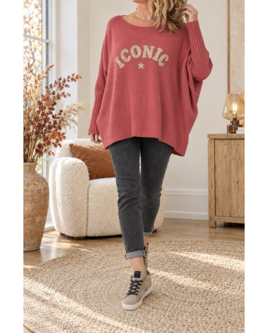 Pull oversize pepe rosa & doré "Iconic"