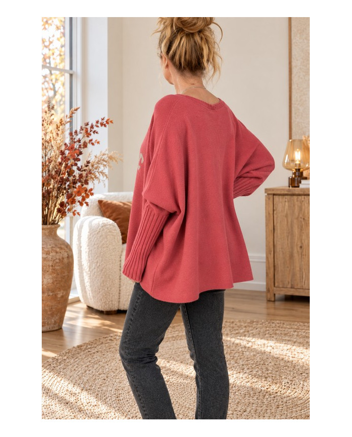 Pull oversize pepe rosa & doré "Iconic"
